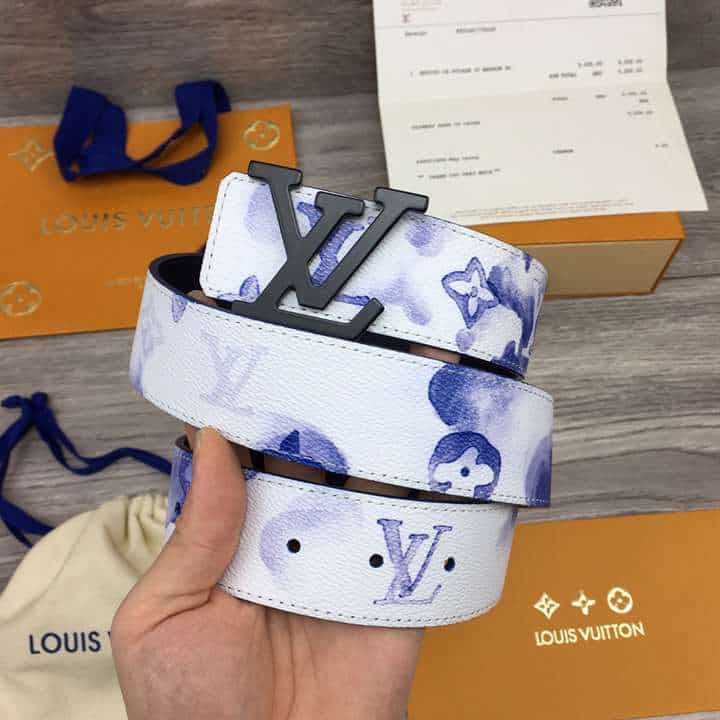 LOUIS VUITTON SHAPE 40MM REVERSIBLE BELT WATERCOLOR BLUE - B80