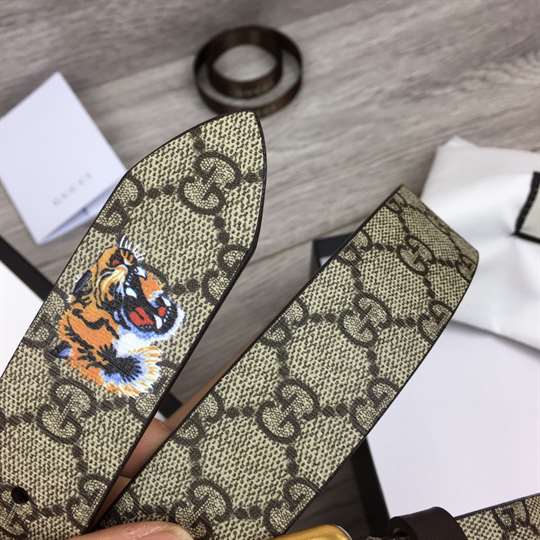 GUCCI TIGER PRINT GG SUPREME BELT - B40