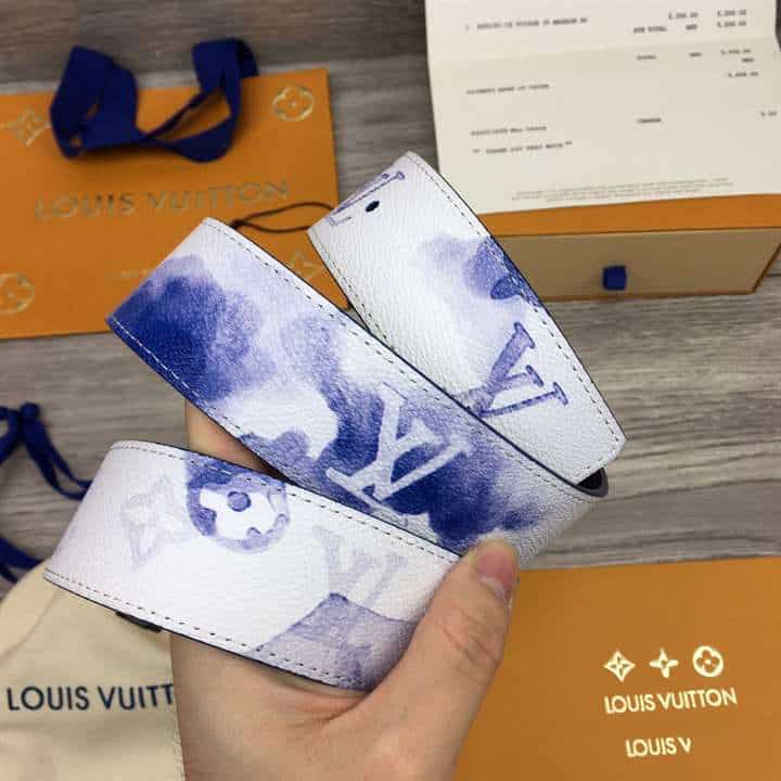 LOUIS VUITTON SHAPE 40MM REVERSIBLE BELT WATERCOLOR BLUE - B80