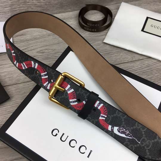 GUCCI LEATHER BELT WITH KINGSNAKE - B41