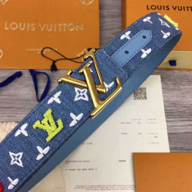 LOUIS VUITTON BLUE DENIM 'NEW WAVE' BELT - B105