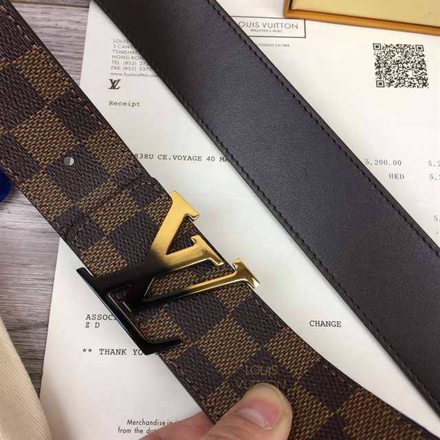 LOUIS VUITTON INITIALES 40MM REVERSIBLE DAMIER EBENE CANVAS BELT - B89