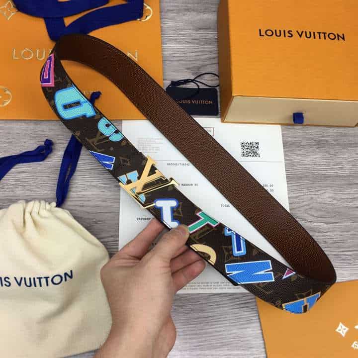 LOUIS X NBA LV INITIALES 40MM REVERSIBLE BELT MONOGRAM CANVAS CALF LEATHER REVERSE - B75