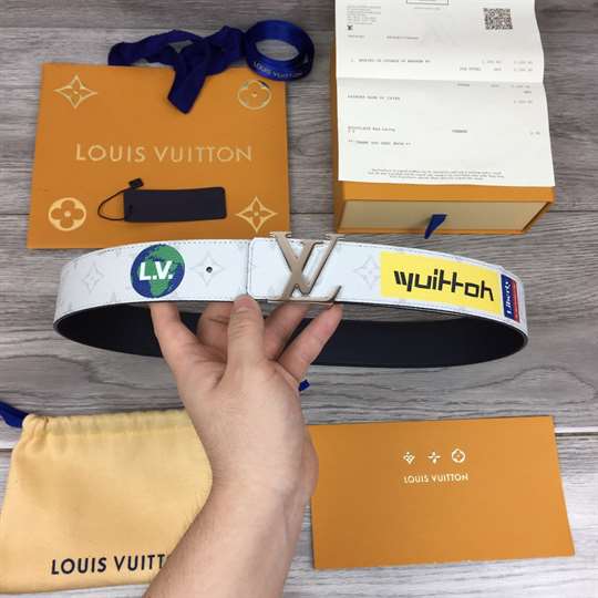 LOUIS VUITTON BELT INITIALES REVERSIBLE MONOGRAM LOGO STORY WHITE - B130