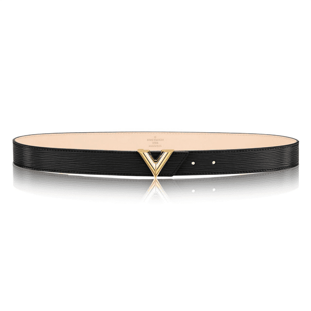 LOUIS VUITTON BLACK EPI LEATHER ESSENTIAL V BELT - B125