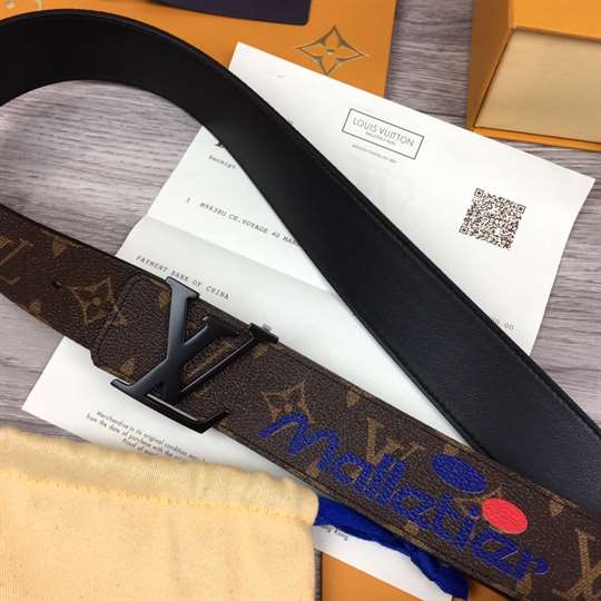 LOUIS VUITTON LV INITIALES BELT MONOGRAM LOGO STORY 40MM BROWN - B129