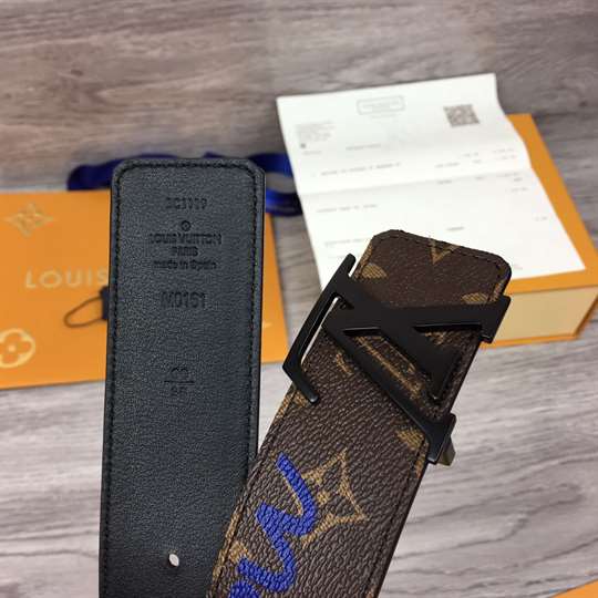 LOUIS VUITTON LV INITIALES BELT MONOGRAM LOGO STORY 40MM BROWN - B129