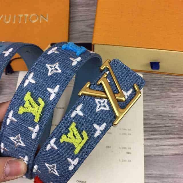 LOUIS VUITTON BLUE DENIM 'NEW WAVE' BELT - B105
