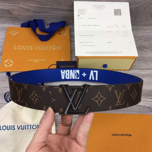 LOUIS VUITTON X NBA 3 STEPS 40MM REVERSIBLE MONOGRAM CANVAS BELT - B98