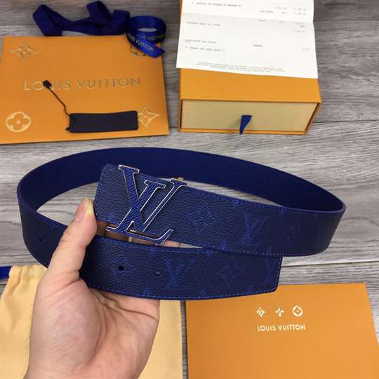 LOUIS VUITTON MEN'S INITIALES 40MM REVERSIBLE BELT BLUE - B117