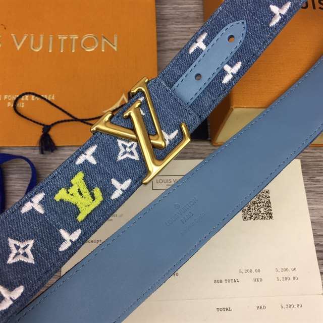 LOUIS VUITTON BLUE DENIM 'NEW WAVE' BELT - B105