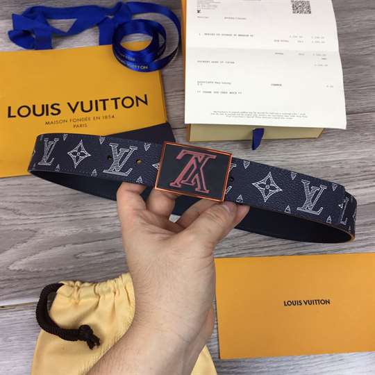 LOUIS VUITTON BELT METROPOLE MONOGRAM UPSIDE DOWN INK NAVY - B132