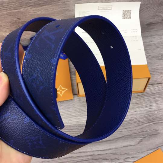 LOUIS VUITTON MEN'S INITIALES 40MM REVERSIBLE BELT BLUE - B126