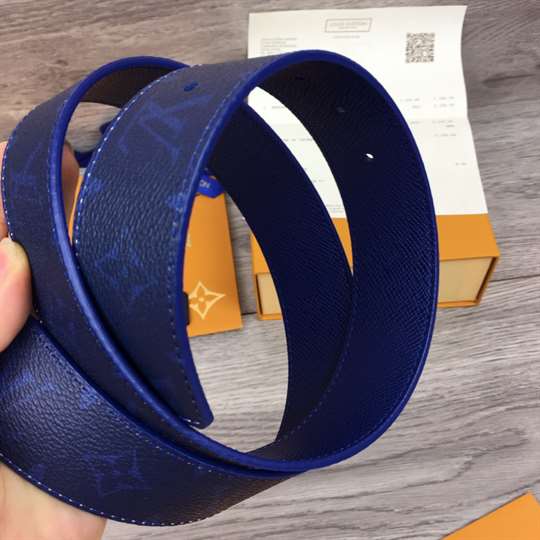 LOUIS VUITTON MEN'S INITIALES 40MM REVERSIBLE BELT BLUE - B117