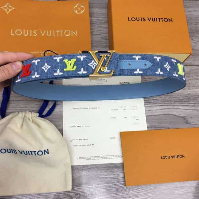 LOUIS VUITTON BLUE DENIM 'NEW WAVE' BELT - B105