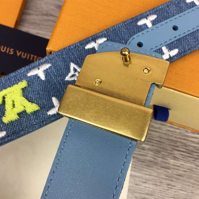 LOUIS VUITTON BLUE DENIM 'NEW WAVE' BELT - B105