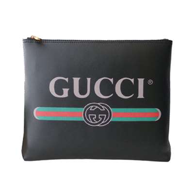 Gucci Large Clutch Purse Black Leather GG Logo Web - WGR035