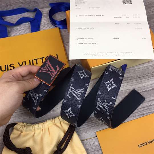 LOUIS VUITTON BELT METROPOLE MONOGRAM UPSIDE DOWN INK NAVY - B132