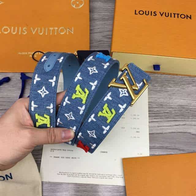 LOUIS VUITTON BLUE DENIM 'NEW WAVE' BELT - B105