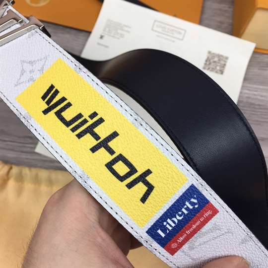 LOUIS VUITTON BELT INITIALES REVERSIBLE MONOGRAM LOGO STORY WHITE - B130