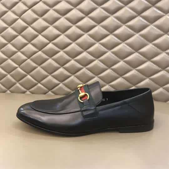 GUCCI 10MM LEATHER FOLDABLED LOAFERS W/ WEB - LDG017