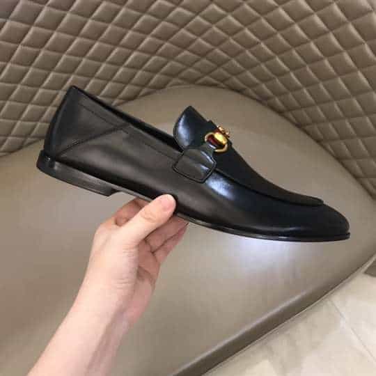 GUCCI 10MM LEATHER FOLDABLED LOAFERS W/ WEB - LDG017