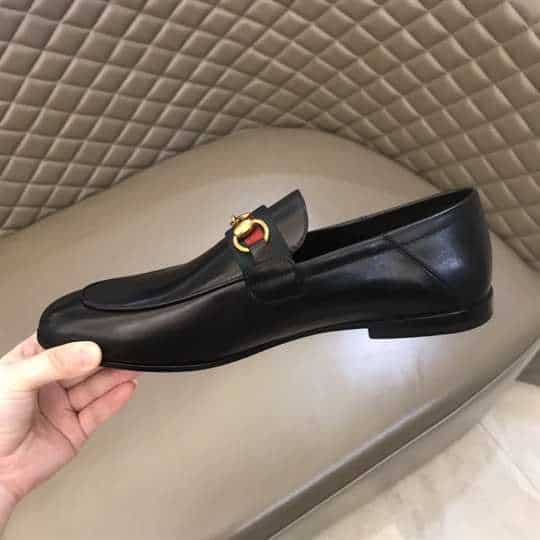 GUCCI 10MM LEATHER FOLDABLED LOAFERS W/ WEB - LDG017