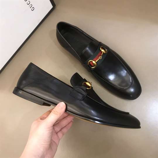 GUCCI 10MM LEATHER FOLDABLED LOAFERS W/ WEB - LDG017