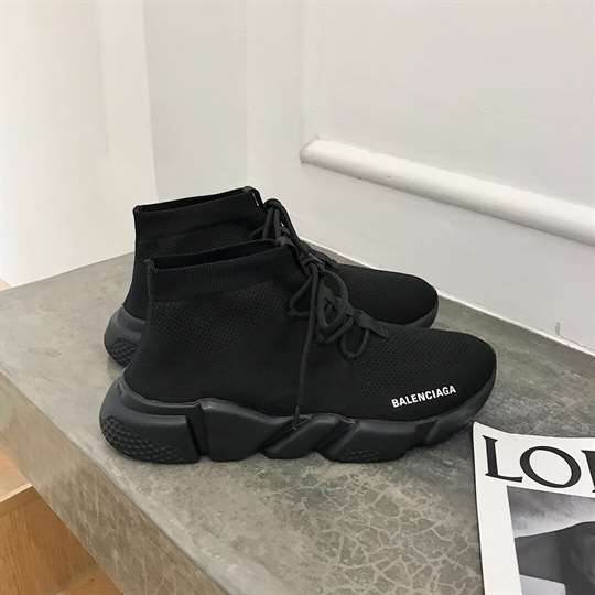 BALENCIAGA MEN'S SPEED LACE-UP SNEAKER IN BLACK - BB163