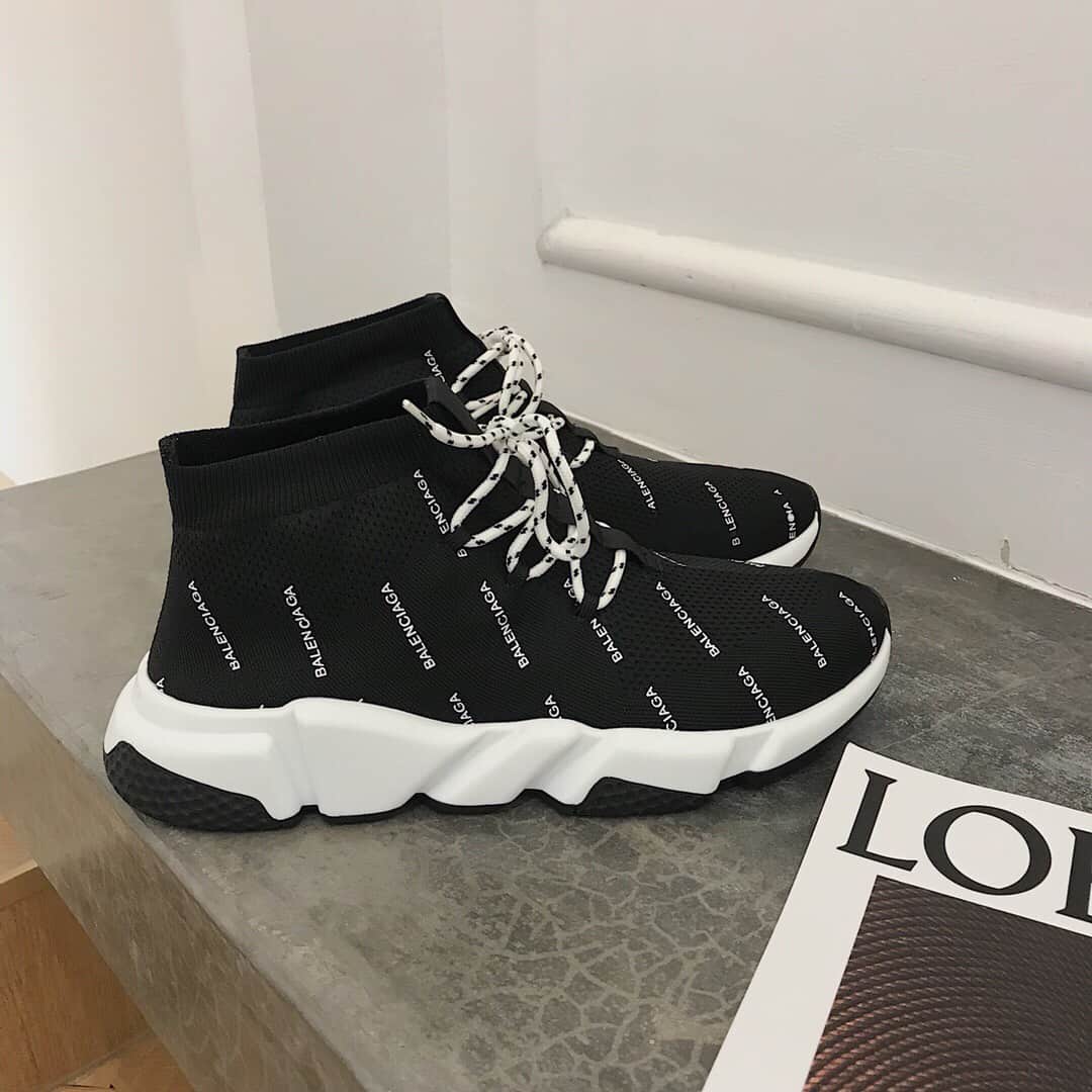 BALENCIAGA MEN'S SPEED LOGO-PRINT SNEAKER - BB166