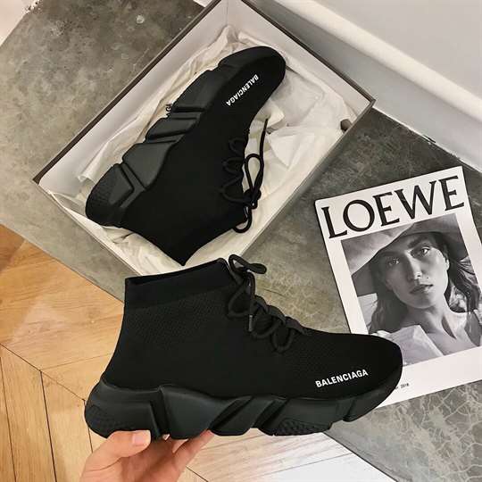 BALENCIAGA MEN'S SPEED LACE-UP SNEAKER IN BLACK - BB163