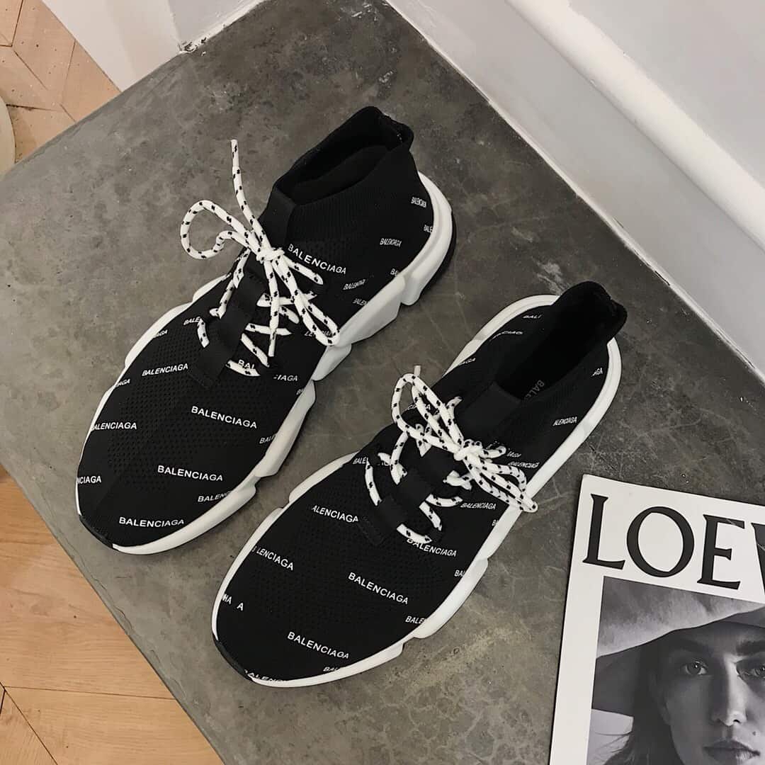 BALENCIAGA MEN'S SPEED LOGO-PRINT SNEAKER - BB166