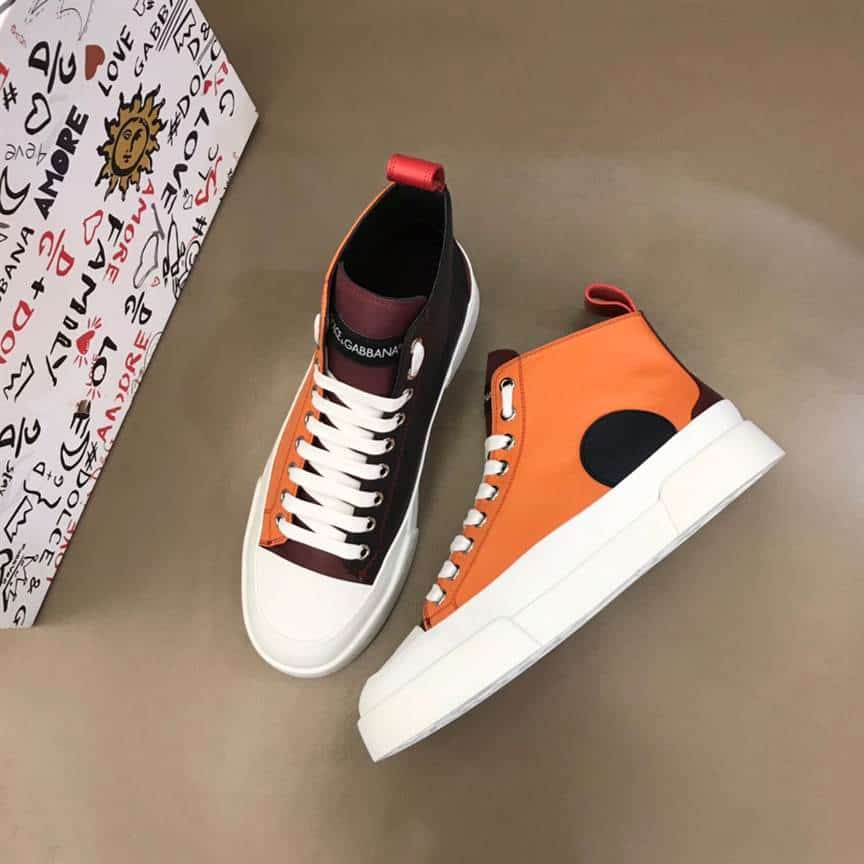 DOLCE AND GABBANA QUILTED TWO-TONE NYLON PORTOFINO LIGHT MID-TOP SNEAKERS - DG106