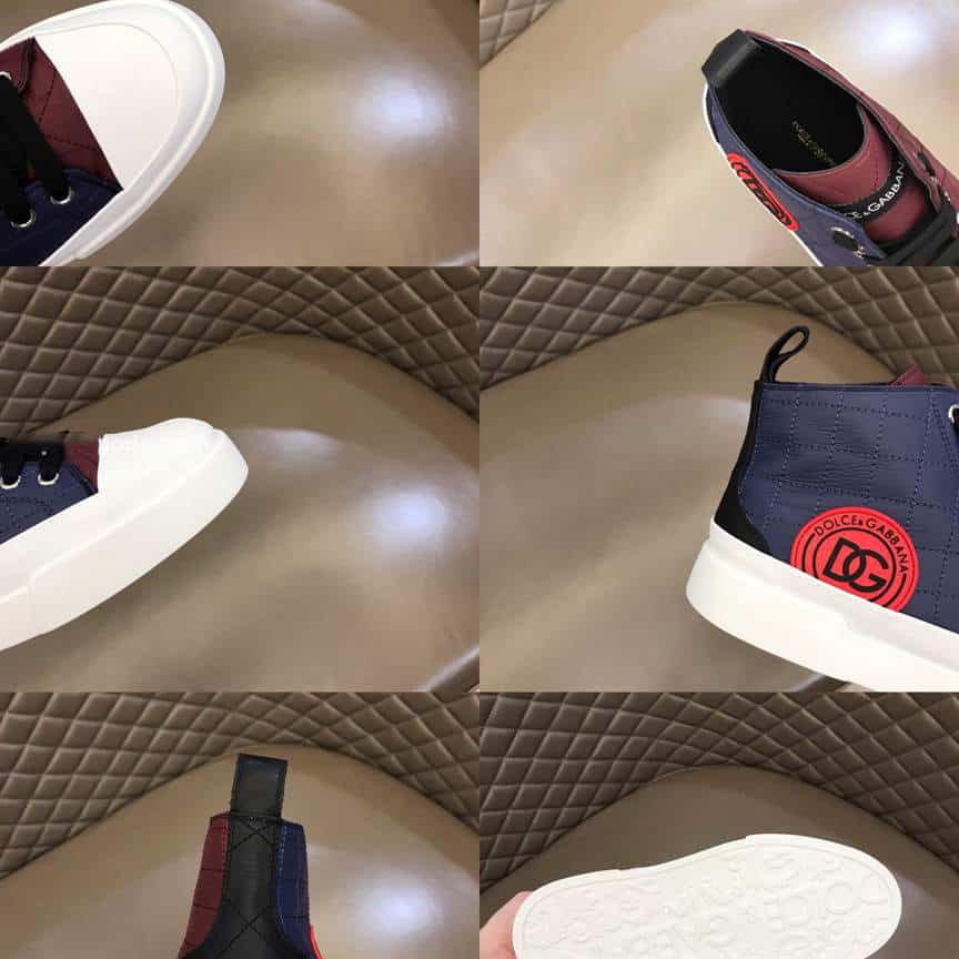 DOLCE AND GABBANA QUILTED TWO-TONE NYLON PORTOFINO LIGHT MID-TOP SNEAKERS - DG105