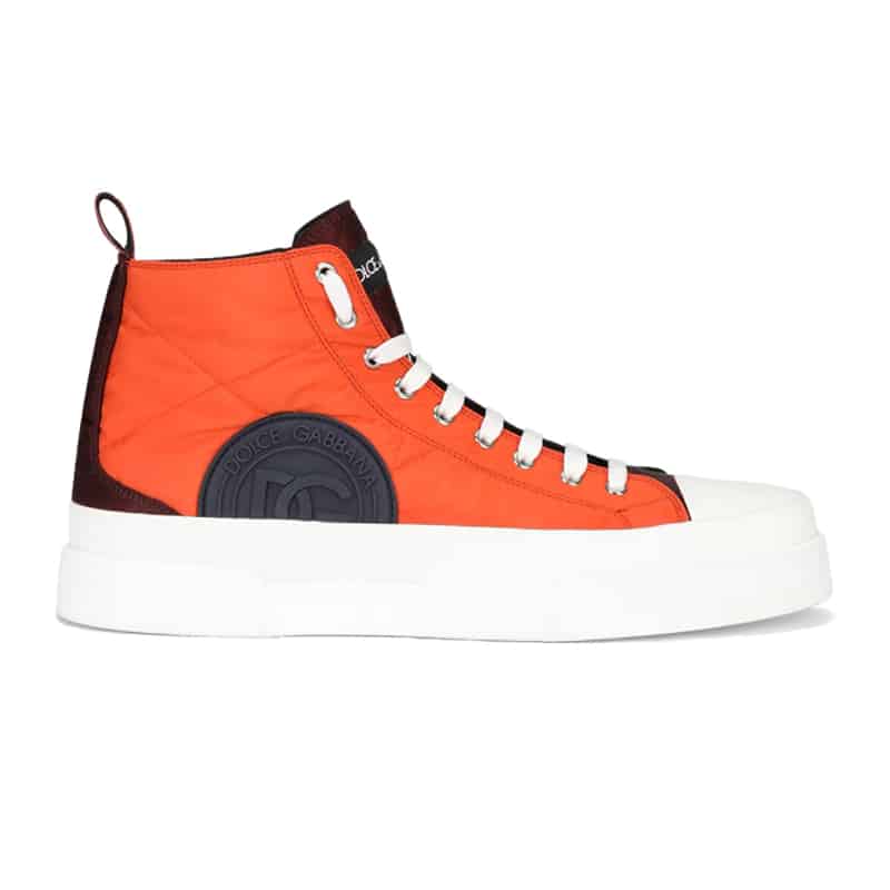 DOLCE AND GABBANA QUILTED TWO-TONE NYLON PORTOFINO LIGHT MID-TOP SNEAKERS - DG106