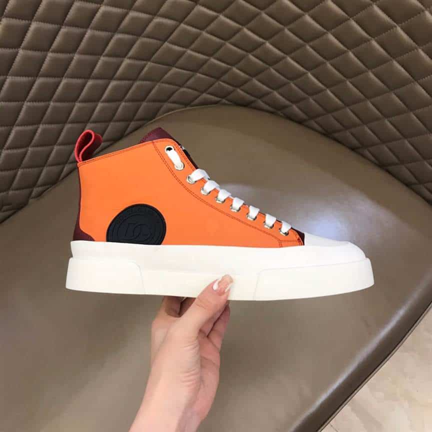 DOLCE AND GABBANA QUILTED TWO-TONE NYLON PORTOFINO LIGHT MID-TOP SNEAKERS - DG106