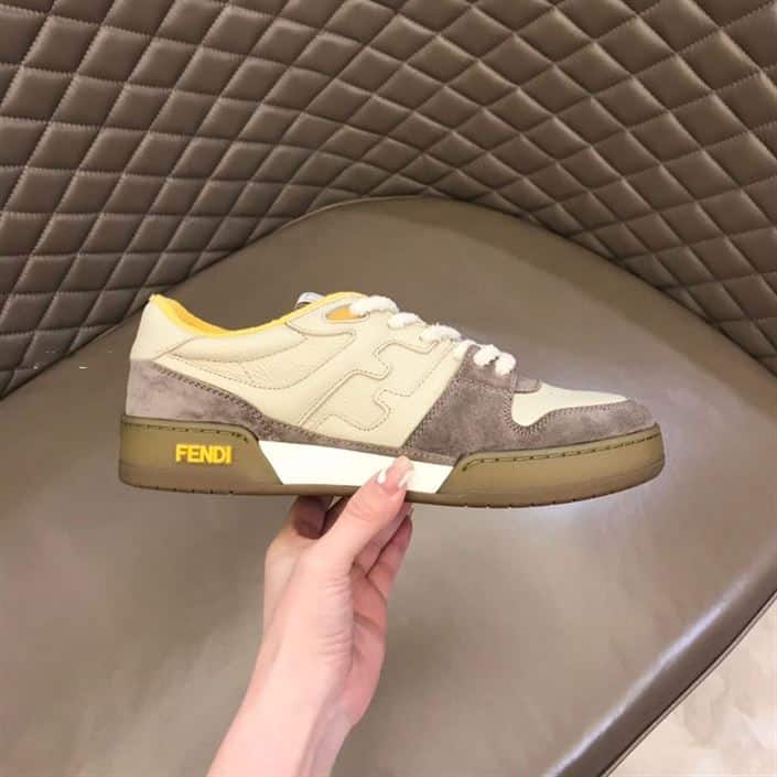 Fendi Match Beige Suede Low-Top Sneakers - FD32