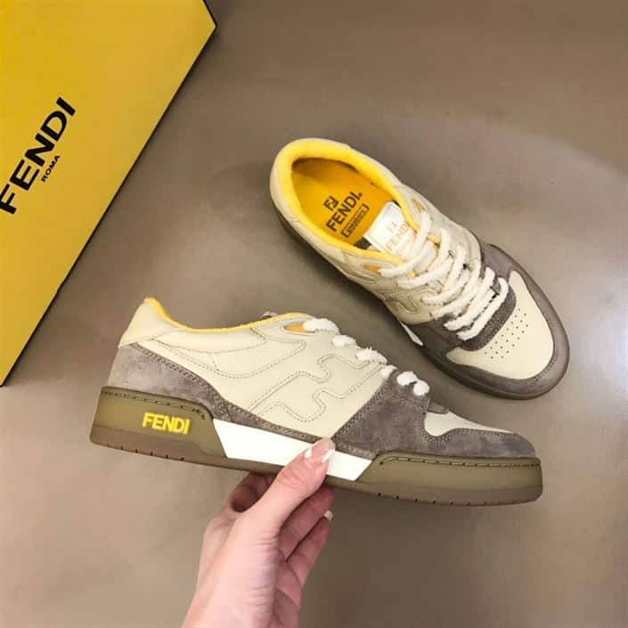 Fendi Match Beige Suede Low-Top Sneakers - FD32