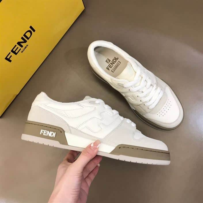 Fendi Match Low-Top Sneakers In White Suede - FD31