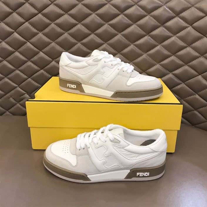 Fendi Match Low-Top Sneakers In White Suede - FD31