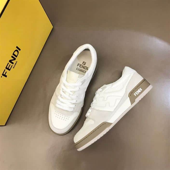 Fendi Match Low-Top Sneakers In White Suede - FD31
