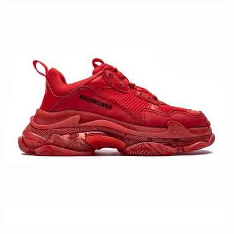 BALENCIAGA TRIPLE S CLEAR SOLE SNEAKER IN RED - BB171