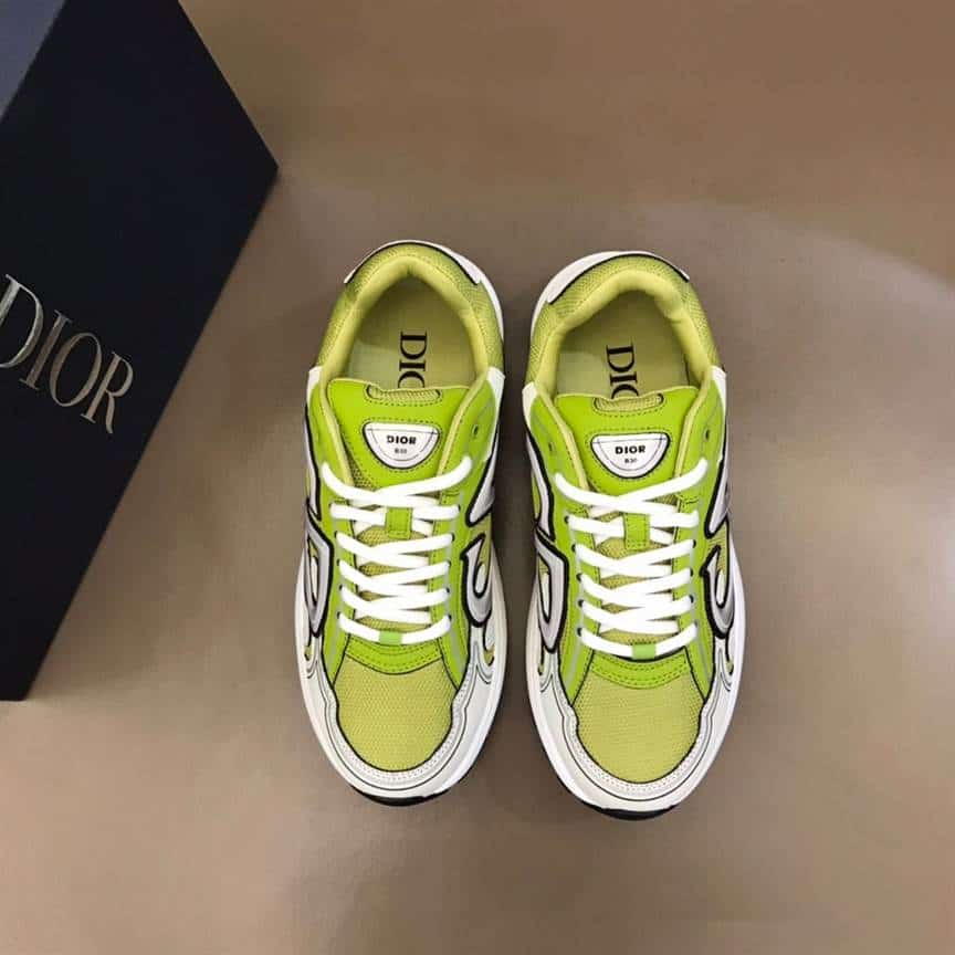 DIOR B30 SNEAKER YELLOW MESH AND WHITE TECHNICAL FABRIC - CD87