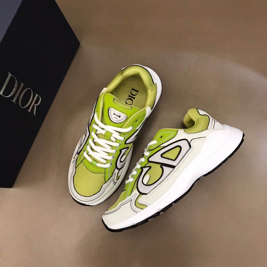 DIOR B30 SNEAKER YELLOW MESH AND WHITE TECHNICAL FABRIC - CD87