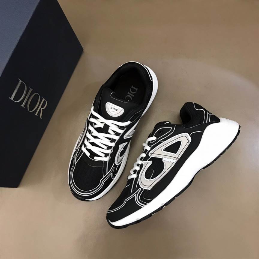 DIOR B30 SNEAKERS BLACK MESH AND TECHNICAL FABRIC - CD88