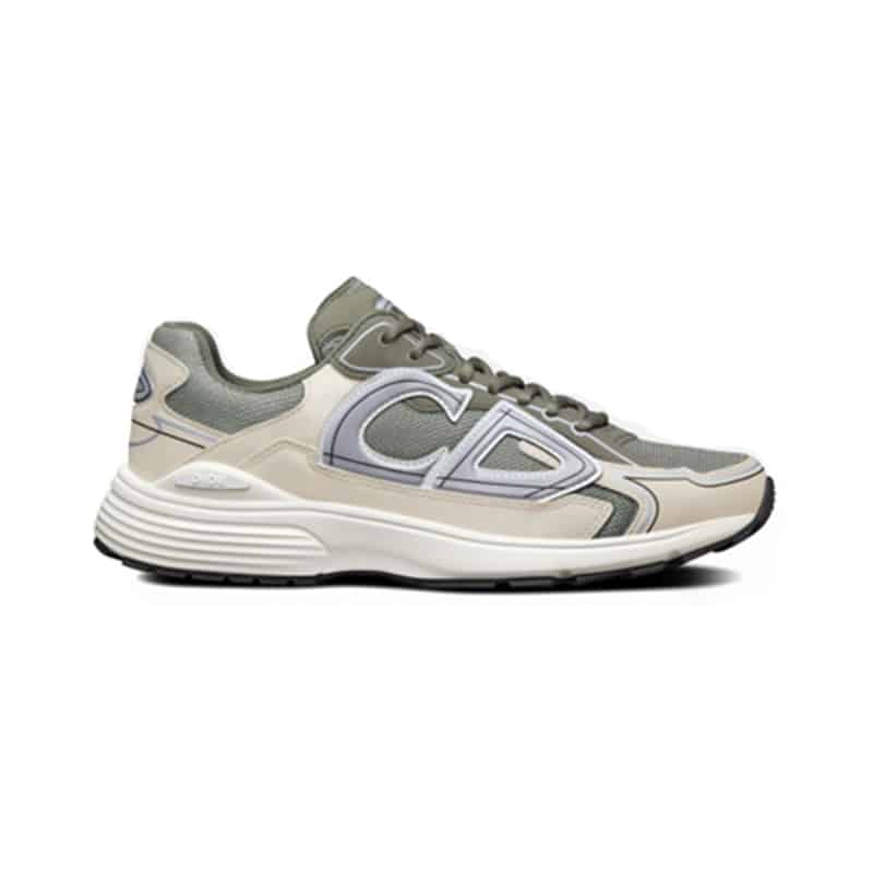 DIOR B30 SNEAKERS OLIVE MESH AND CREAM TECHNICAL FABRIC - CD86