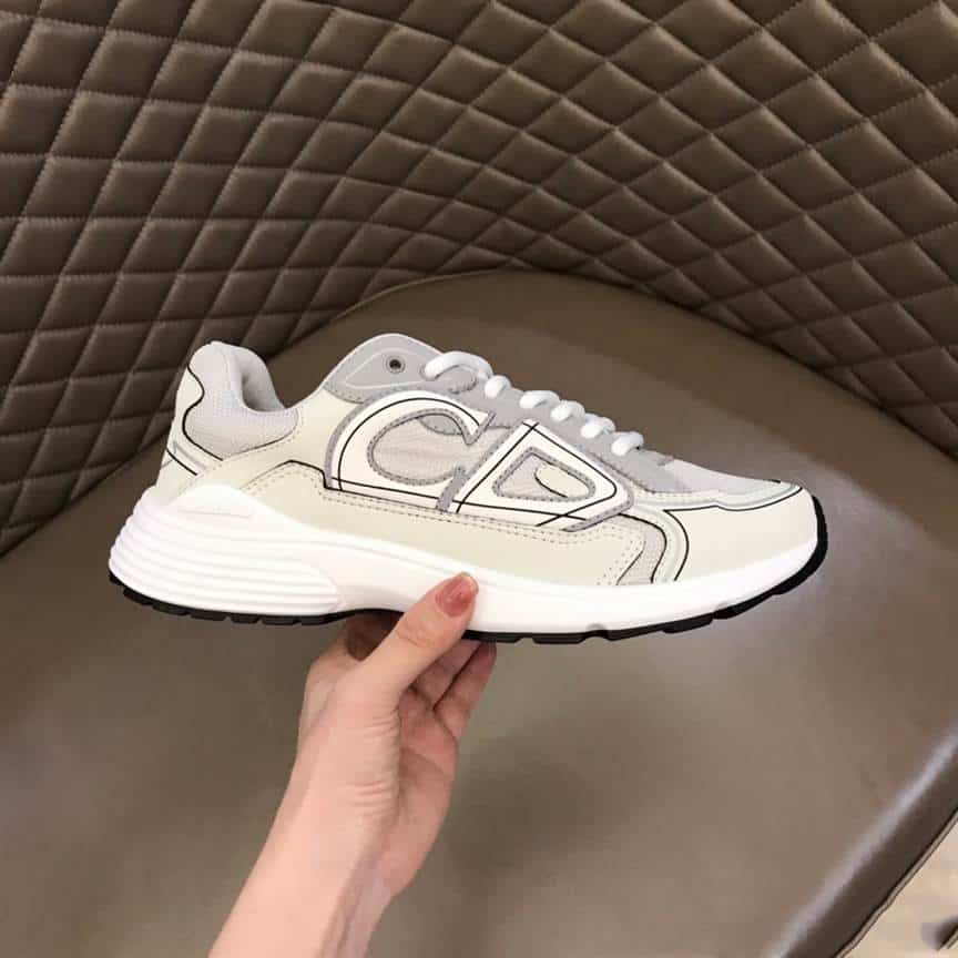 DIOR B30 SNEAKERS GRAY MESH AND WHITE TECHNICAL FABRIC - CD85