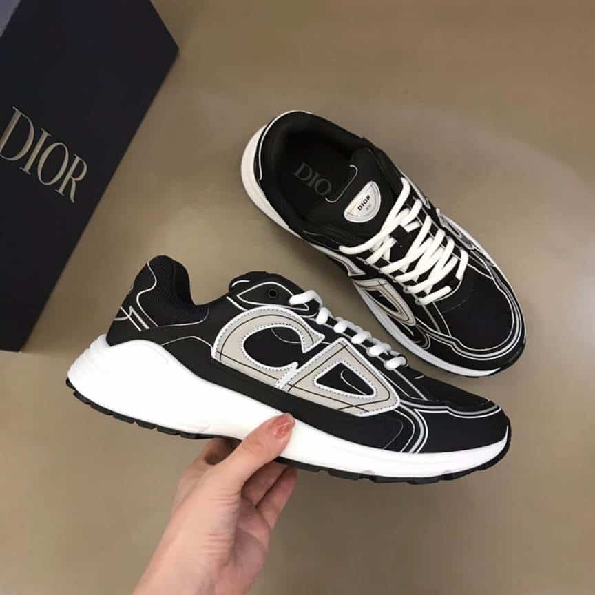 DIOR B30 SNEAKERS BLACK MESH AND TECHNICAL FABRIC - CD88