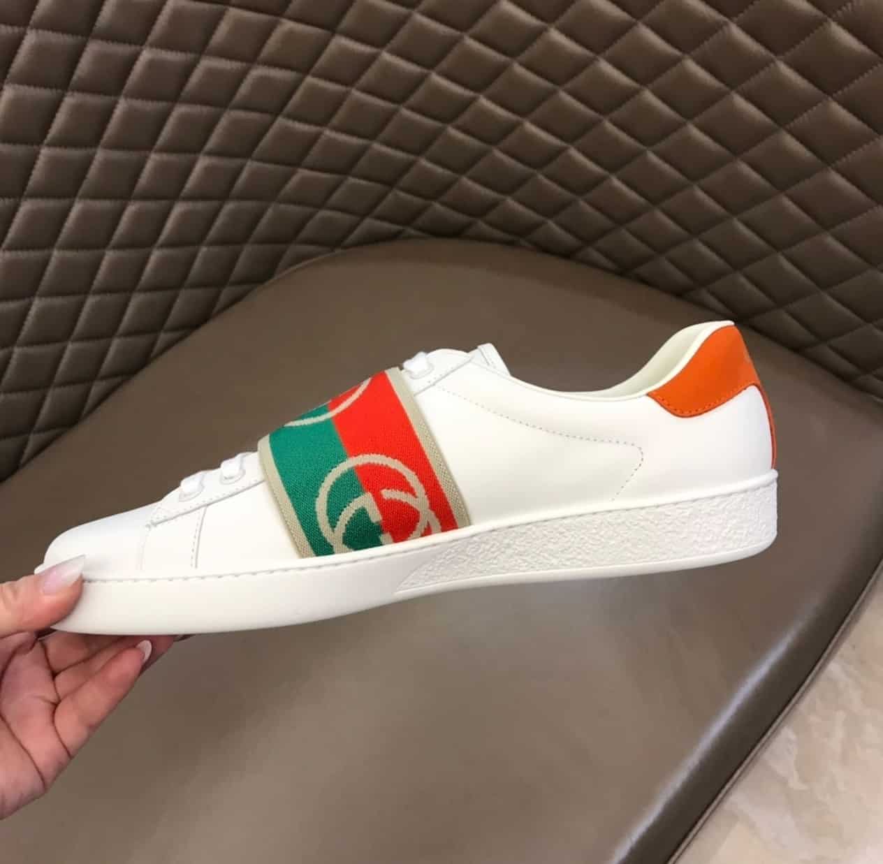 GUCCI MEN'S ACE SNEAKERS WITH ELASTIC WEB - GC213