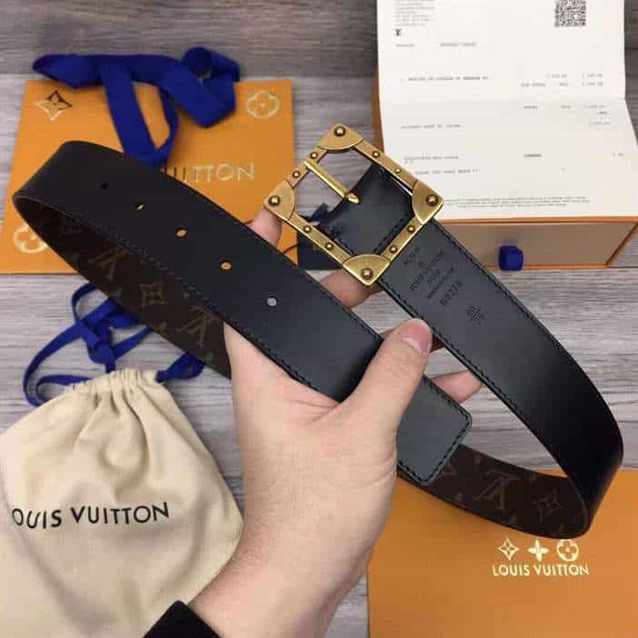 LOUIS VUITTON PYRAMIDE FRAME 40MM REVERSIBLE BELT - B166